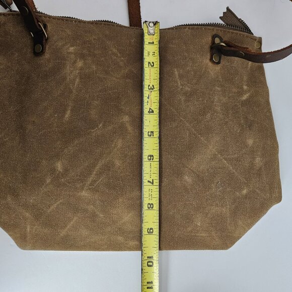 Canvas Shoulder Bag In Blue Waxed Canvas Farmers Market Tote Shoulder Bag - Picture 15 of 16